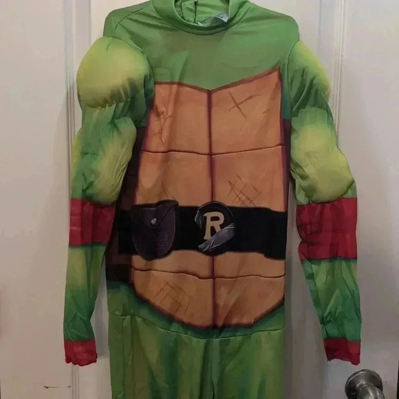 Boys TMNT Raph Raphael Muscle Jumpsuit Costume large (10-12) - Picture 5 of 5